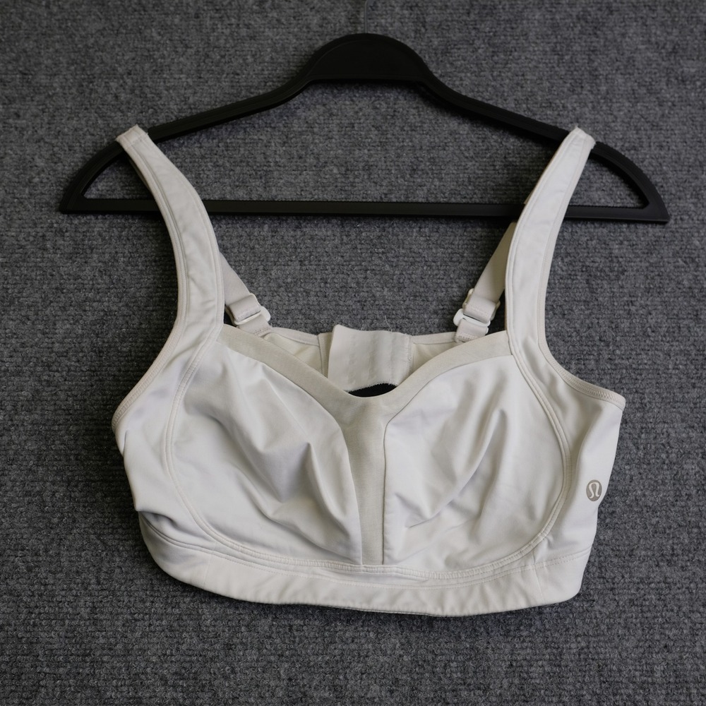 Lululemon Enlite Sports Bra Womens 32D White High Impact Yoga Workout Run